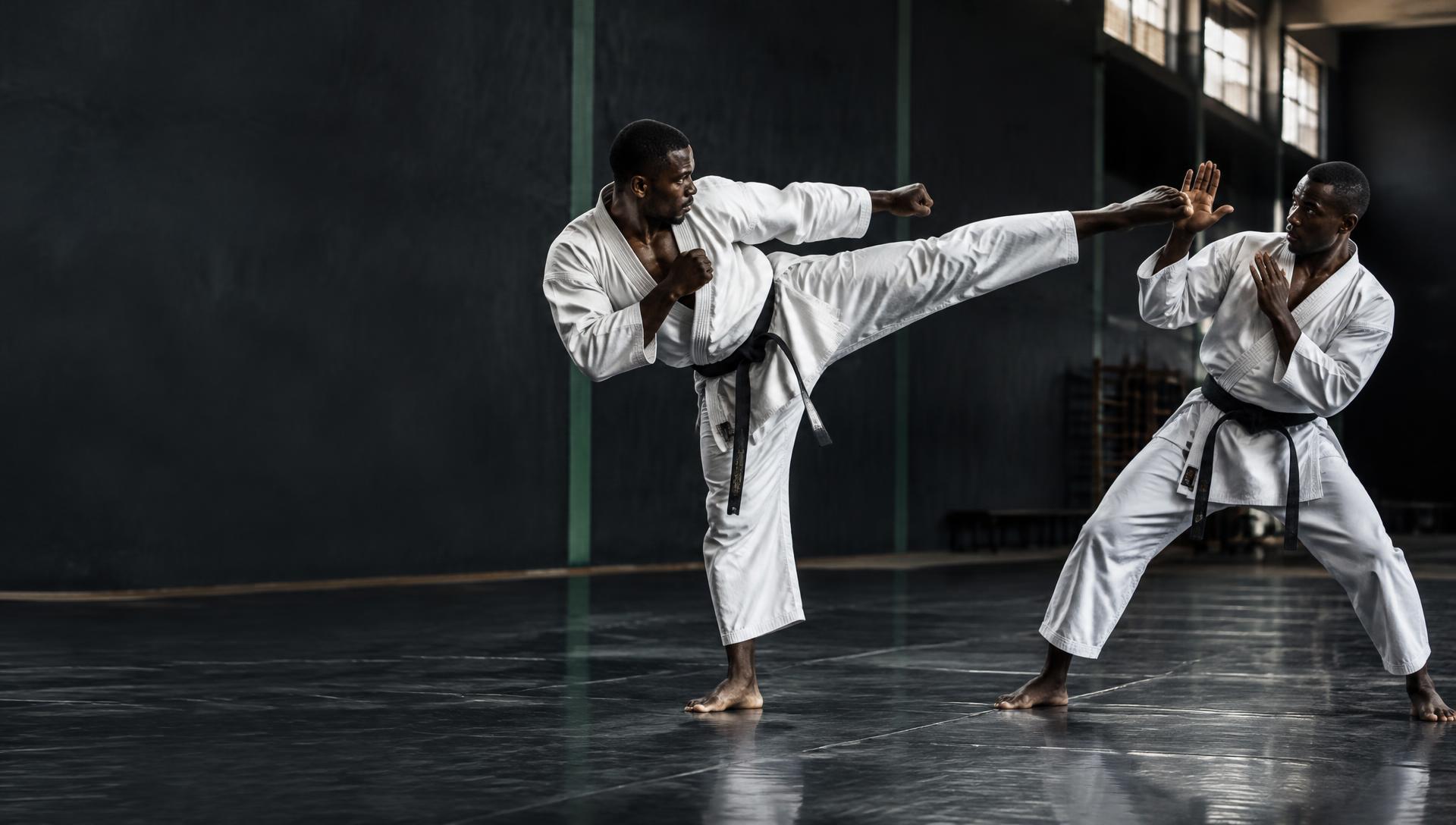 Deux karatékas Shotokan en action — visuel d’illustration
